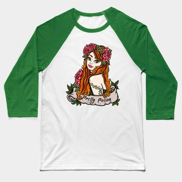 Pretty Poison Baseball T-Shirt by OfficeInk